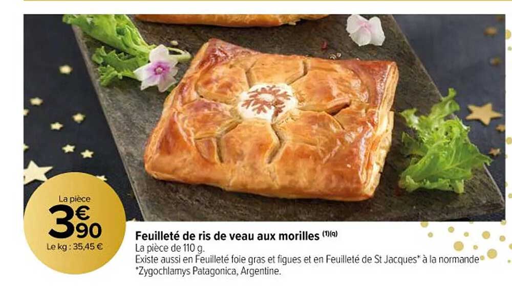 feuilleté de ris de veau aux morilles