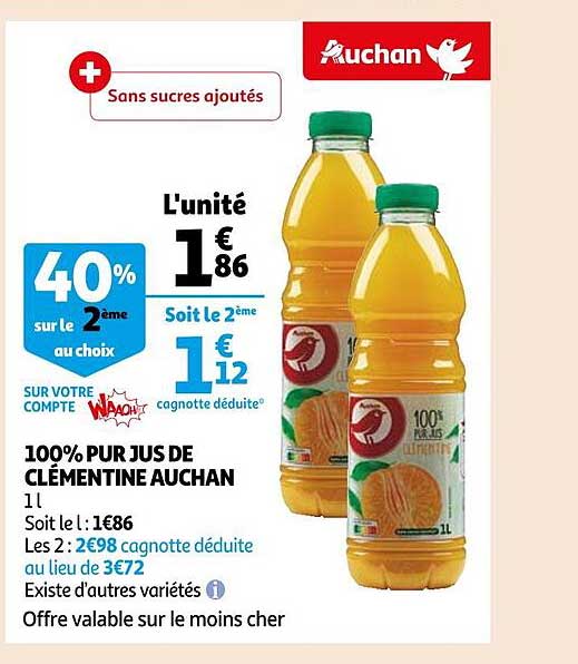 100% Pur Jus De Clémentine Auchan