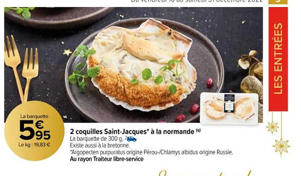 2 Coquilles Saint-jacques à La Normande