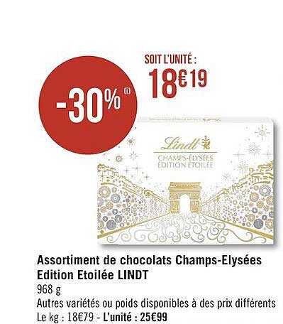 assortiment de chocolats champs-élysées édition étoilée lindt