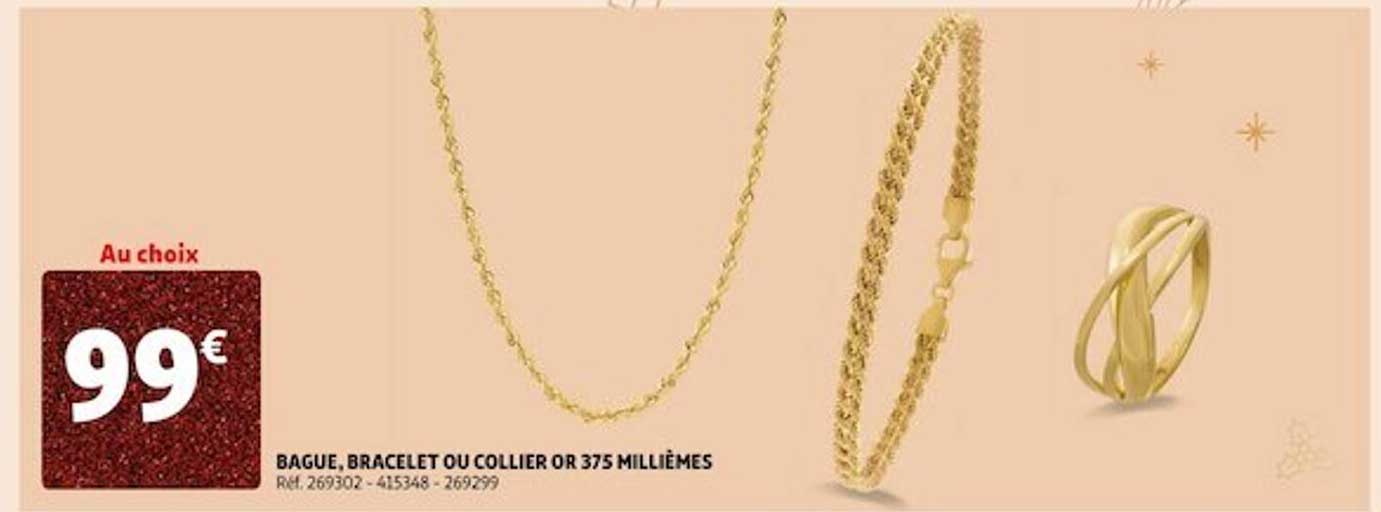 bague, bracelet ou collier or 375 millièmes