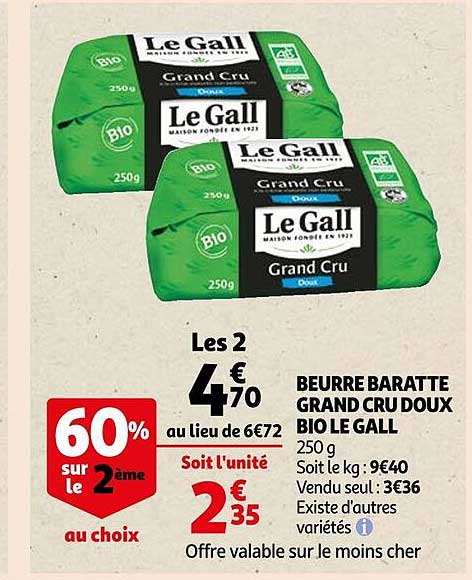 beurre baratte grand cru doux bio le gall