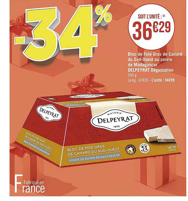 bloc de foie gras de canard du sud-ouest au poivre de madagascar delpeyrat dégustation