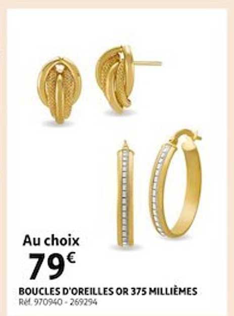 boucles d'oreilles or 375 millièmes