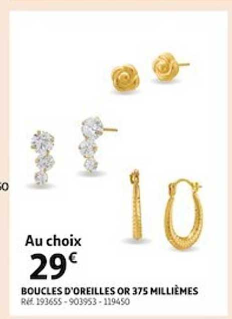 boucles d'oreilles or 375 millièmes