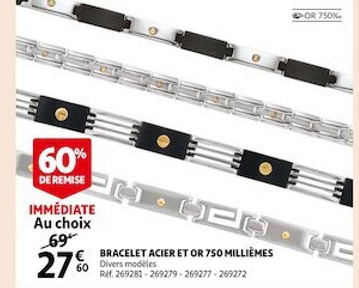 bracelet acier et or 750 millièmes