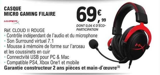 casque micro gaming filaire hyper