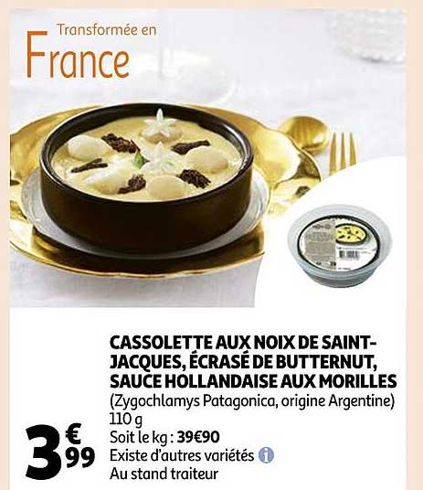 cassolette aux noix de saint-jacques, écrasé de butternut, sauce hollandaise aux morilles
