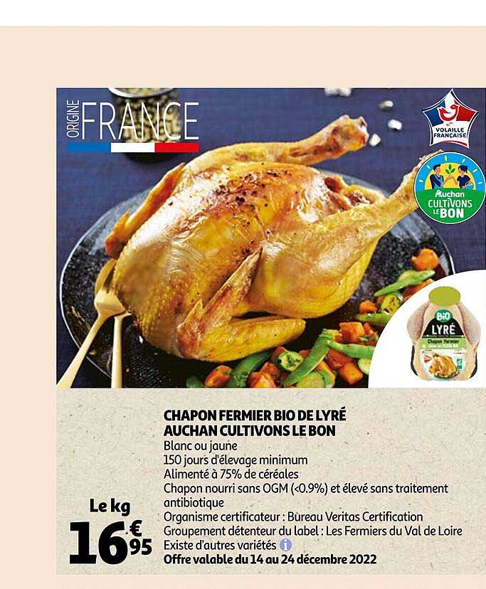chapon fermier bio de lyré auchan cultivons le bon