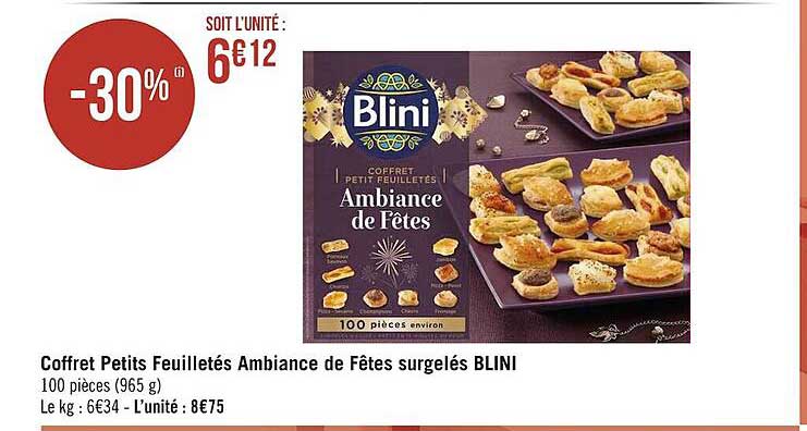 coffret petits feuilletés ambiance de fêtes surgelés blini
