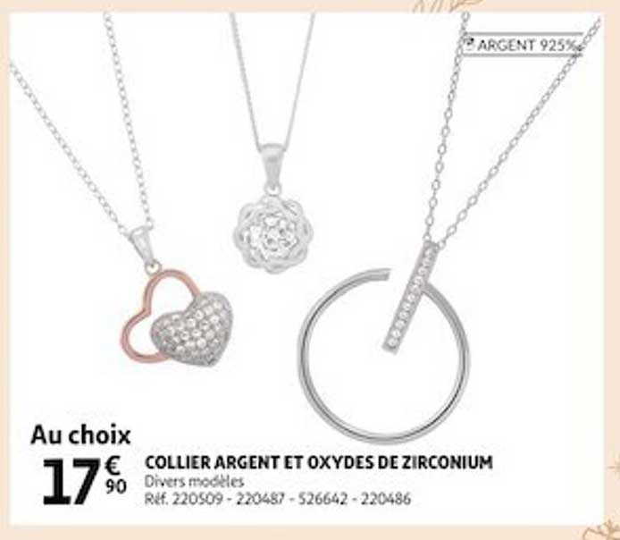 collier argent et oxydes de zirconium