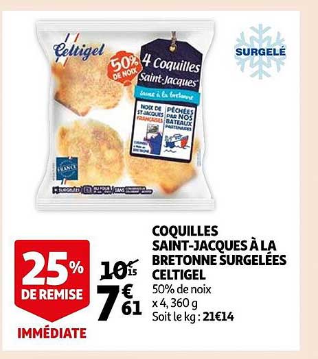 coquilles saint-jacques à la bretonne surgelées celtigel