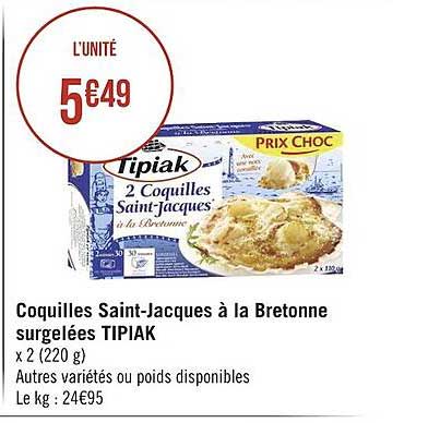 coquilles saint-jacques à la bretonne surgelées tipiak