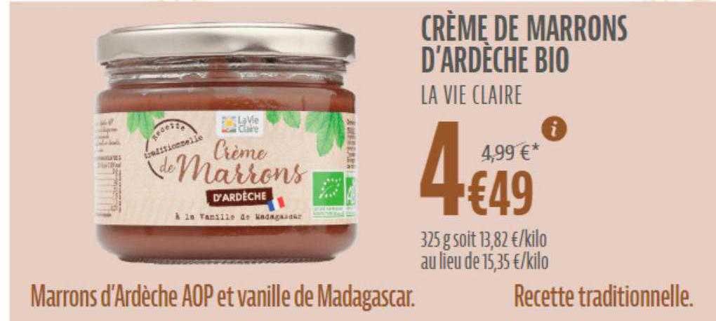crème de marrons d'ardèche bio la vie claire