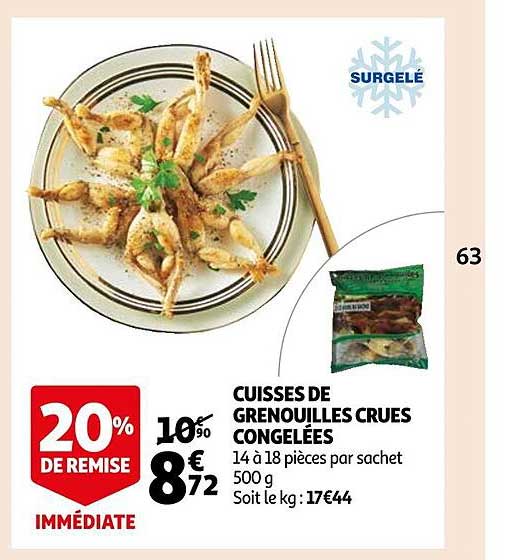 cuisses de grenouilles crues congelées
