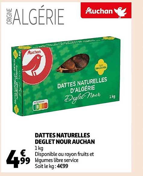 dattes naturelles deglet nour auchan
