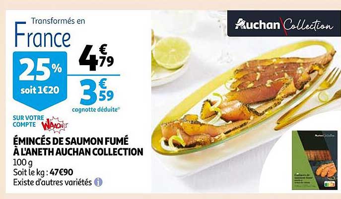 émincés De Saumon Fumé à L'aneth Auchan Collection