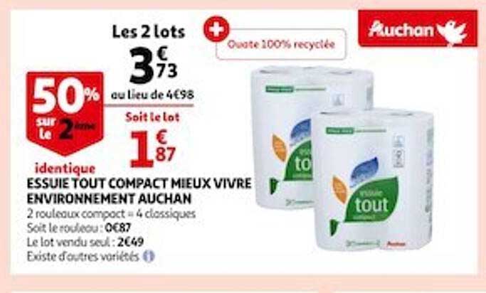 essuie tout compact mieux vivre environnement auchan