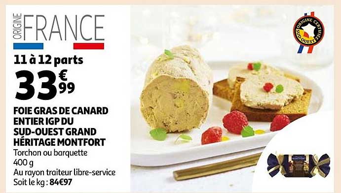 foie gras de canard entier igp du sud-ouest grand héritage montfort
