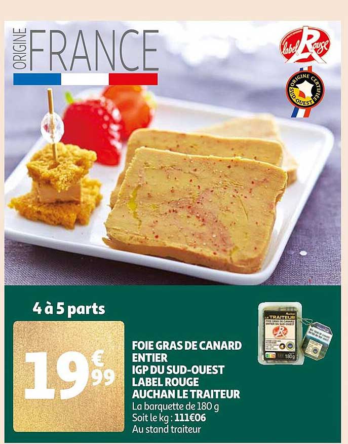 foie gras de canard entier igp du sud-ouest label rouge auchan le traiteur