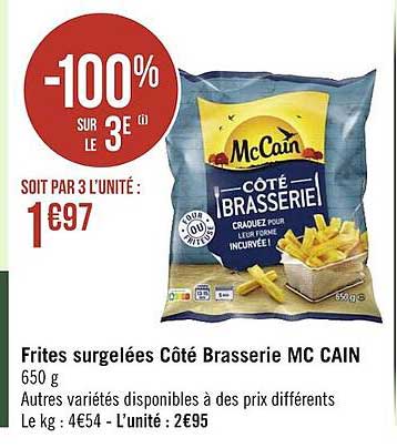 Frites Surgelées Côté Brasserie Mc Cain