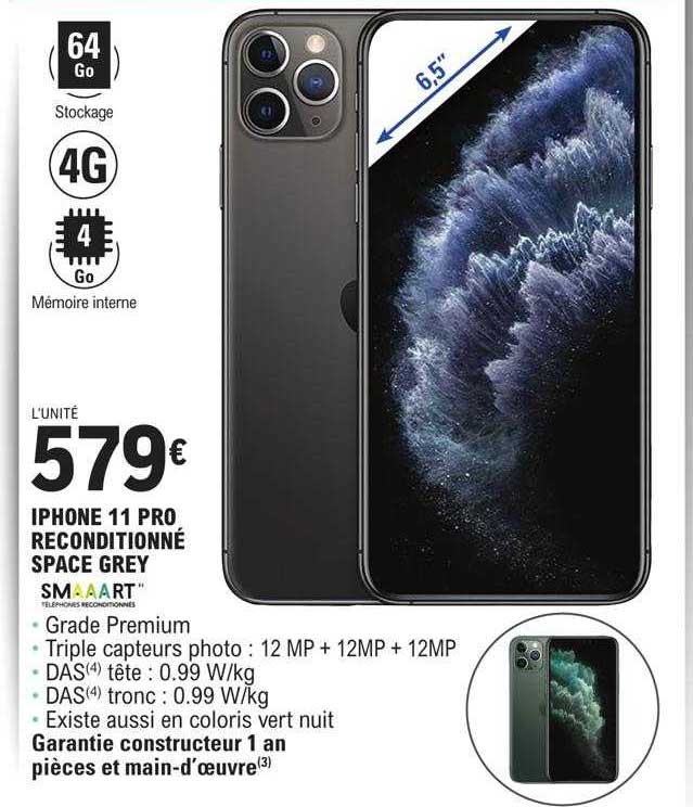 iPhone 11 pro reconditionné space grey smaaart