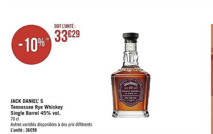 jack daniel's tennessee rye whiskey single barrel 45% vol.