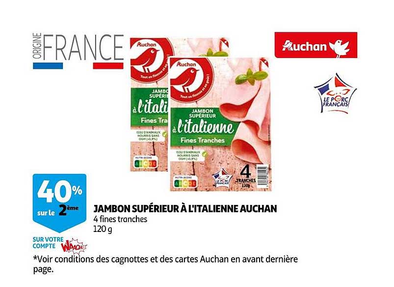 jambon supérieur à l'italienne auchan