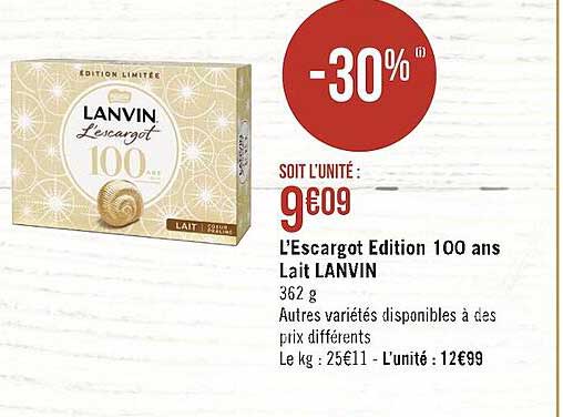 l'escargot édition 100 ans lait lanvin