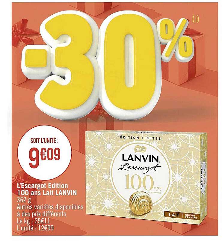 l'escargot édition 100 ans lait lanvin