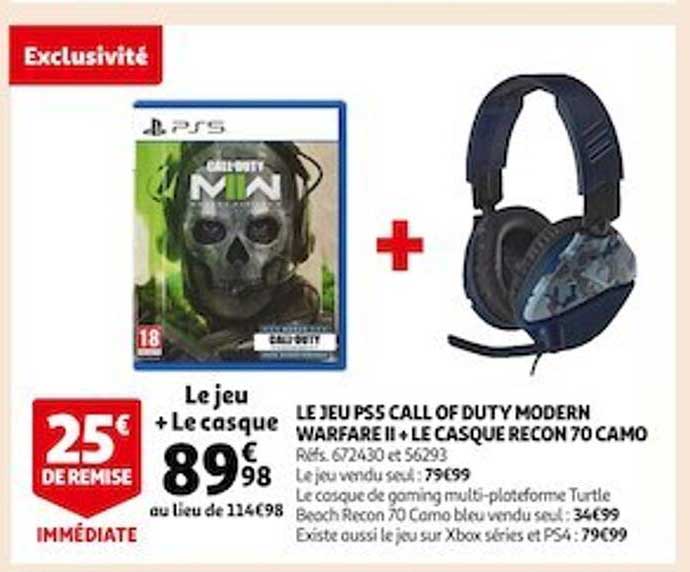 le jeu call of duty modern warfare II + le casque recon 70 camo