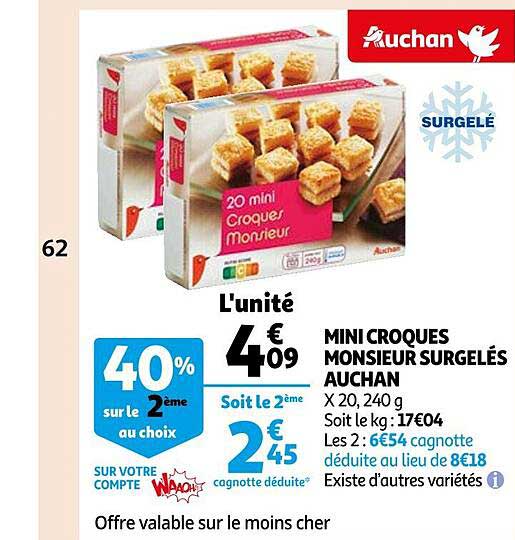 mini croques monsieur surgelés auchan