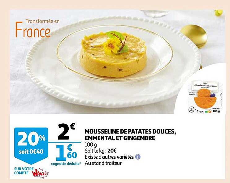 mousseline de patates douces, emmental et gingembre