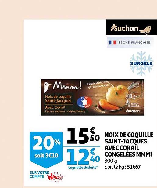 noix de coquille saint-jacques avec corail congelées mmm!