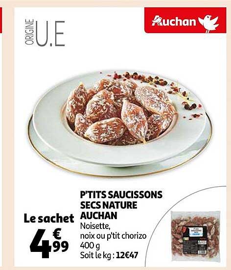 p'tits saucissons secs nature auchan