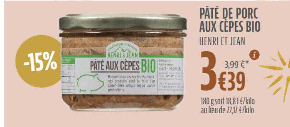 pâté de porc aux cèpes bio henri et jean
