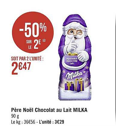 père noël chocolat au lait milka