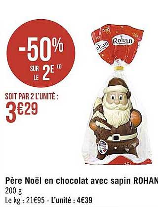 père noël en chocolat avec sapin rohan