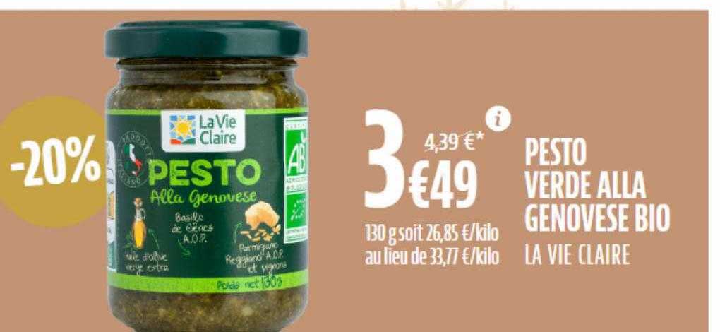 pesto verde alla Genovese bio la vie claire