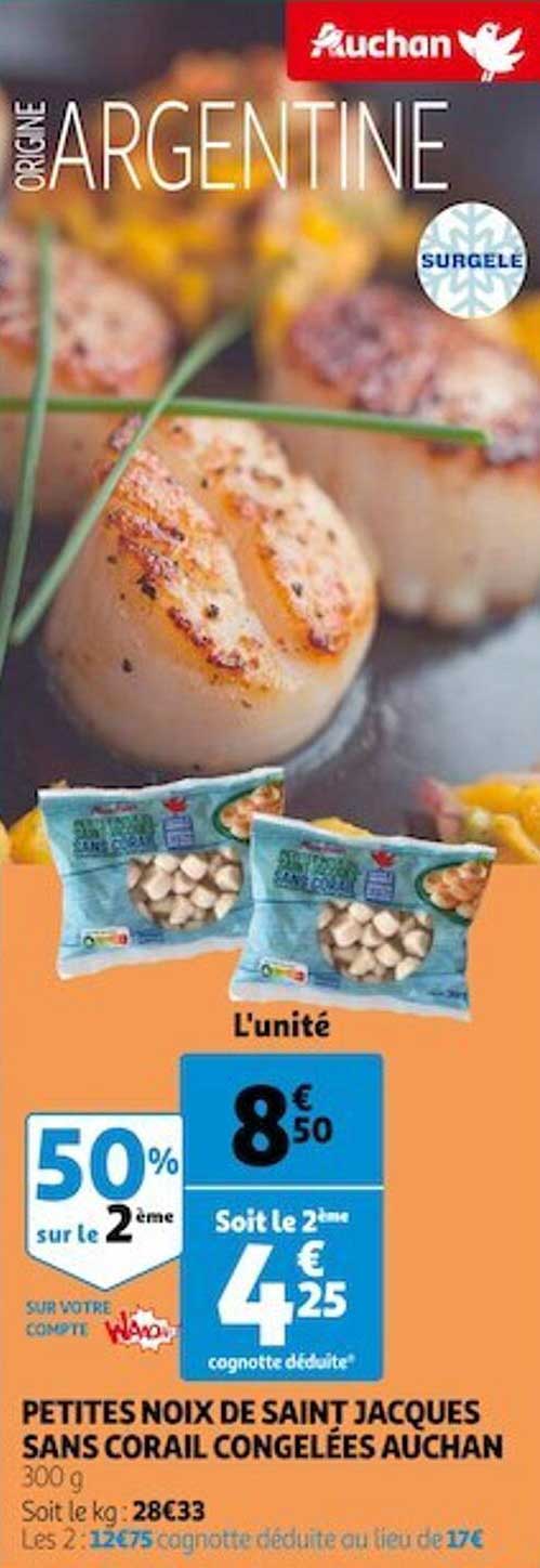 Petites Noix De Saint Jacques Sans Corail Congelées Auchan