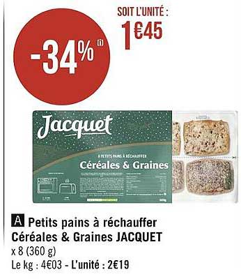 petits pains à réchauffer céréales & graines jacquet