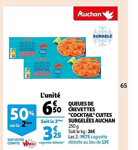 Queues De Crevettes "cocktail" Cuites Surgelées Auchan
