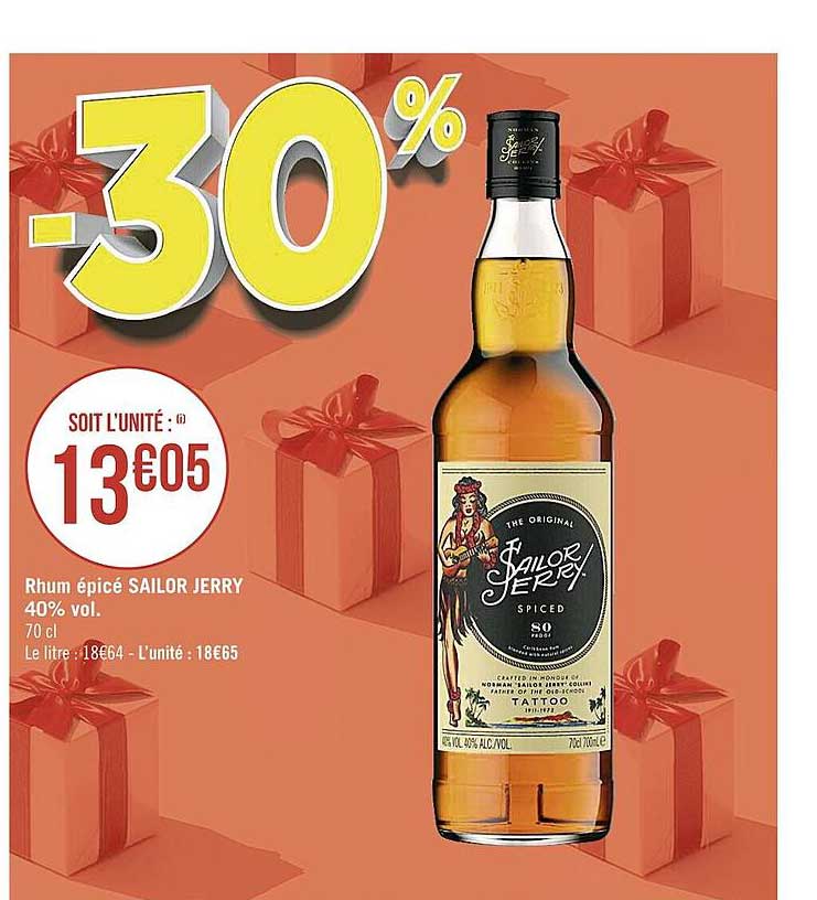 rhum épicé sailor jerry 40% vol.
