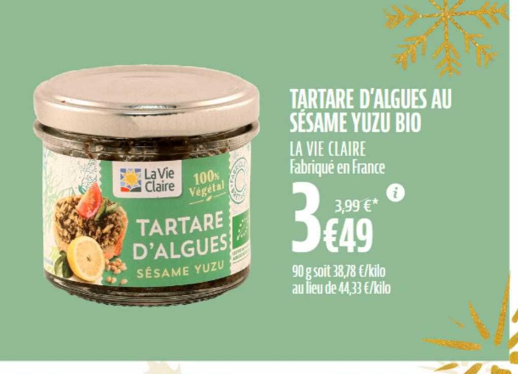 tartare d'algues au sésame yuzu bio la vie claire
