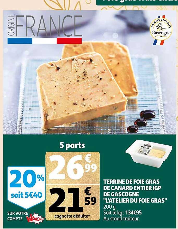 terrine de foie gras de canard entier igp de gascogne "l'atelier du foie gras"