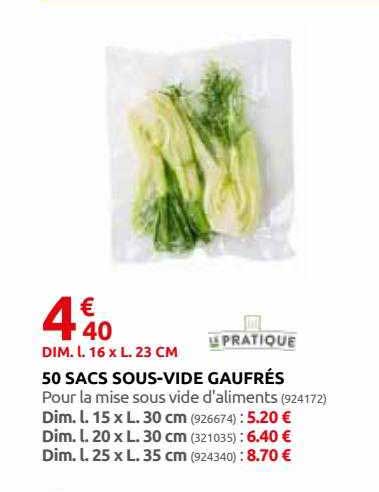 50 sacs sous-vide gaufrés u pratique