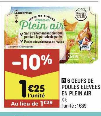 6 oeufs de poules elevees en plein air