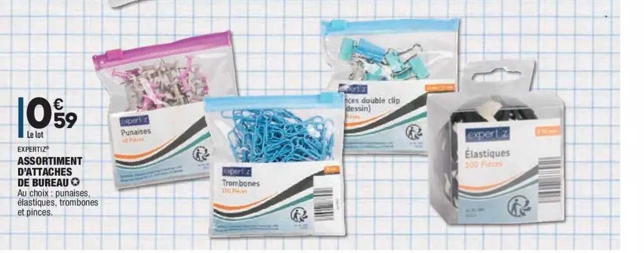 assortiment d'attaches de bureau expertiz