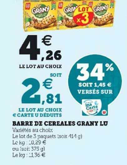 barre de céréales grany lu