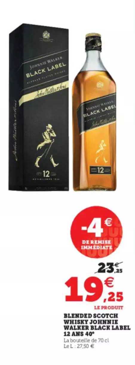 blended scotch whisky johnnie walker black label 12 ans 40°